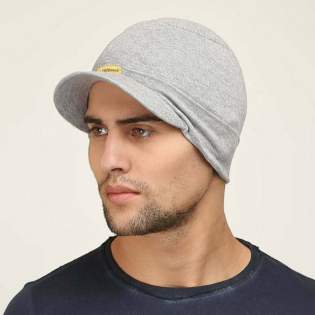 Buy Fabseasons Unisex Solid Cotton Skull Cap | Grey - One Size