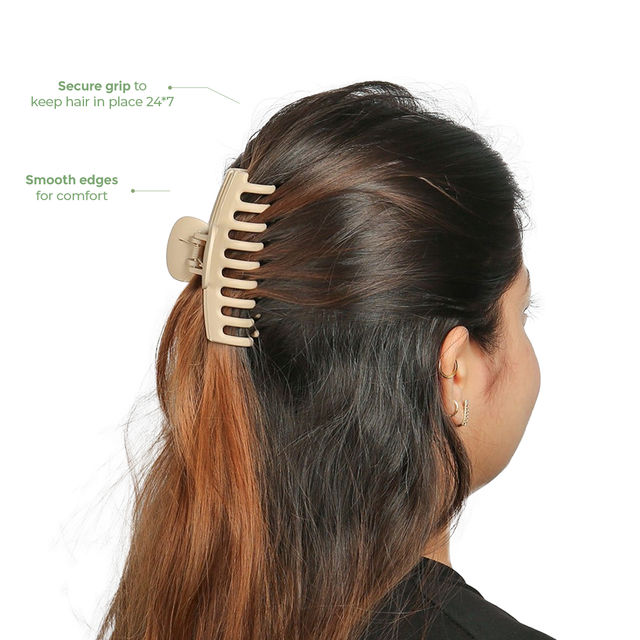 Prolume Cylindrical Claw Clips Hair Accessories For Women/Girl (Light Beige,Dark Beige)