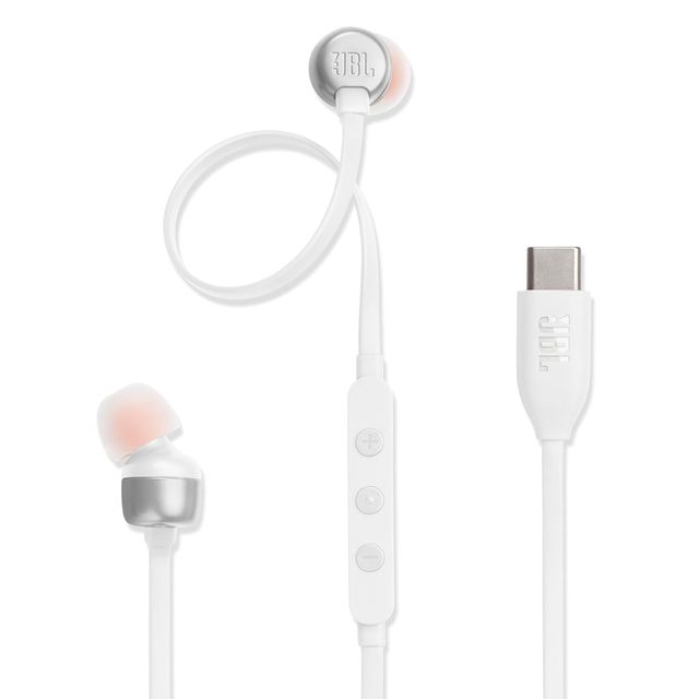 JBL Tune 310 Wired In-Ear Type C Headphones, Hi-Res Audio With Digital-To-Analog Converter (White)