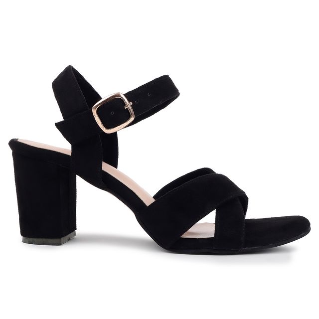 Trase Block Heels Sandals For Women - Black | 7 UK