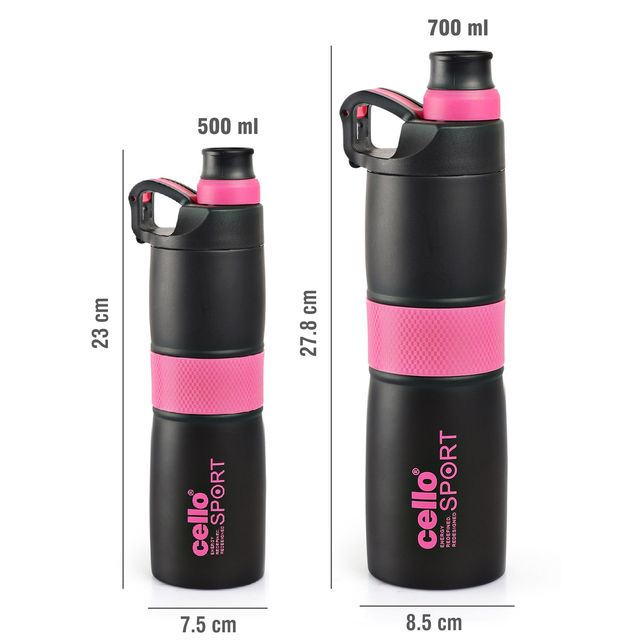 Cello Force Thermosteel Flask with Anti-Slip Grip, 700ml, Travel Bottle (Colour May Vary)
