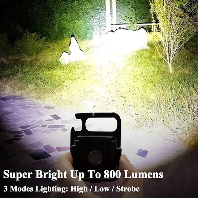 DesiDiya 800 Lumen Rechargeable Cob Keychain Work Light With 3 Lighting Modes