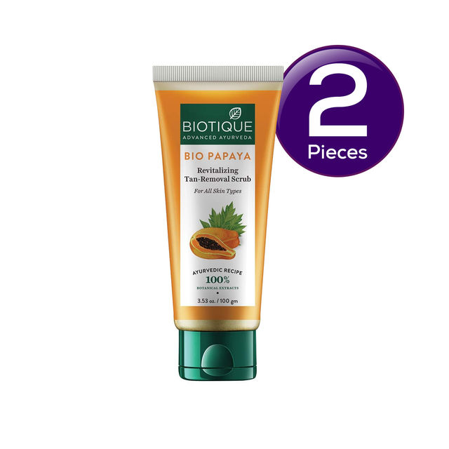 Biotique Papaya Tan Removal Brightening & Revitalizing Face Scrub Tube 100 g Combo
