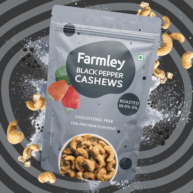 Farmley Black Pepper Roasted Cashews-Kaju Snacks