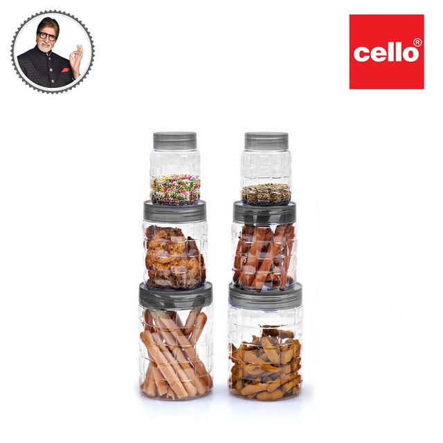 Cello Checkers Pet Plastic Airtight Canister Set of 6