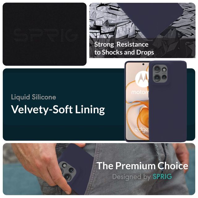 Sprig Premium Back Cover for Moto Edge 50 Liquid Silicone Shock Proof | Midnight Blue