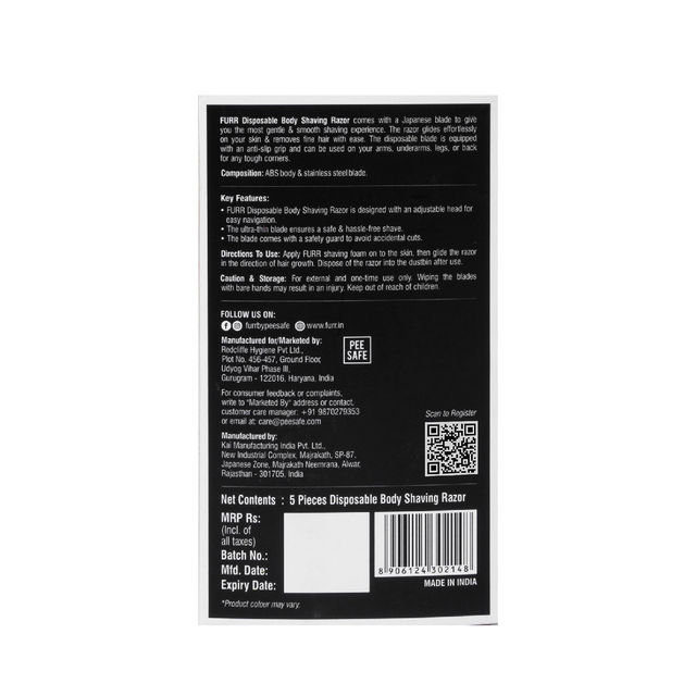 Bikini Line Razor (1pc) & Disposable Body Shaving Razor(5pc) Combo