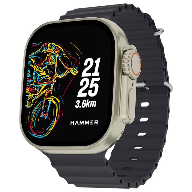 Hammer Active 2.0 Plus 2.1 Inch Display Smart Watch With Gesture Control| Bluetooth Calling (Black)