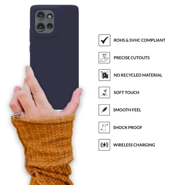 Sprig Premium Back Cover for Moto Edge 50 Liquid Silicone Shock Proof | Midnight Blue