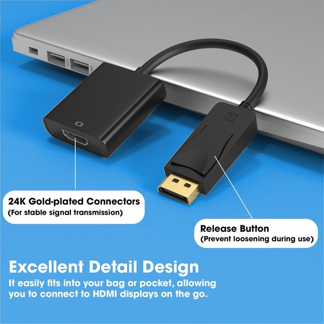 Sounce Display Port to HDMI Adapter, 1080p Display Port DP to HDMI Cable Male to Female Port