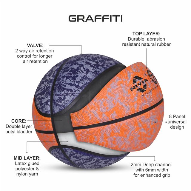 Nivia Graffiti Basketball | Blue and Orange | Size - 7