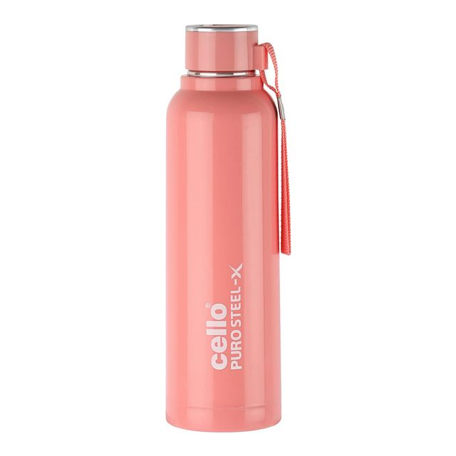 Cello Stainless Steel Puro Steel X Benz 900 Bottle | Pink - 650 ml