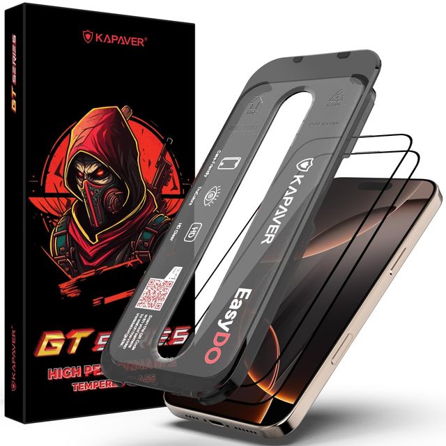 Kapaver Iphone 16 Pro Max Easy Do Tempered Glass Screen Protector Guard | Gt Series | Clear - 2 Pack