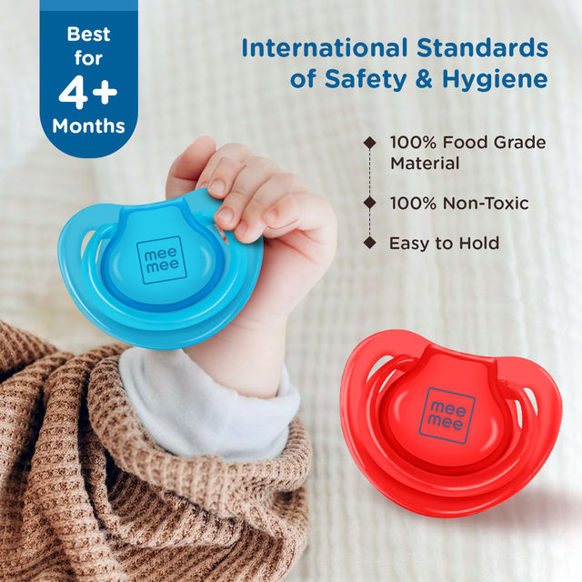Mee Mee Baby Pacifier Ultra Light Silicone For Kids | Blue and Red | 0 - 2 years