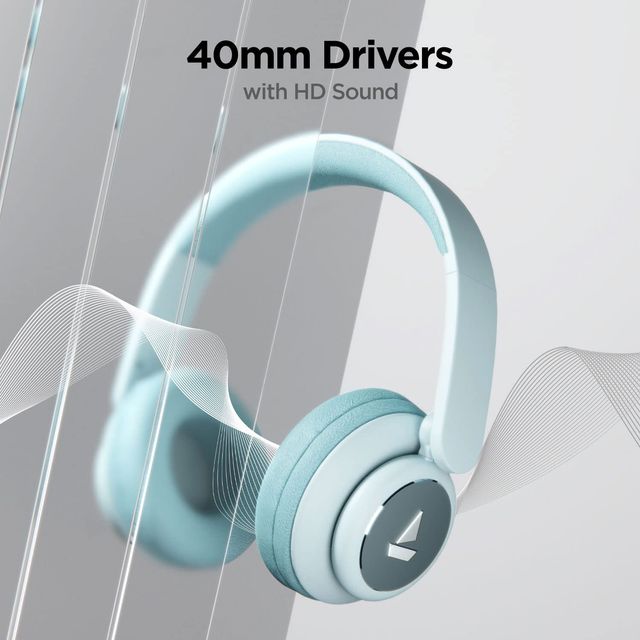 boAt Rockerz 450 On Ear BT Headphones w/ 15H Playtime, 40mm Drivers & Integrated Controls (Aqua Blue)