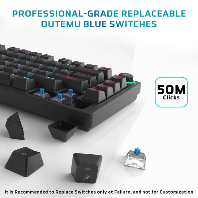 EvoFox Katana X2 TKL Wired Mechanical Gaming Keyboard Blue Switch - Black