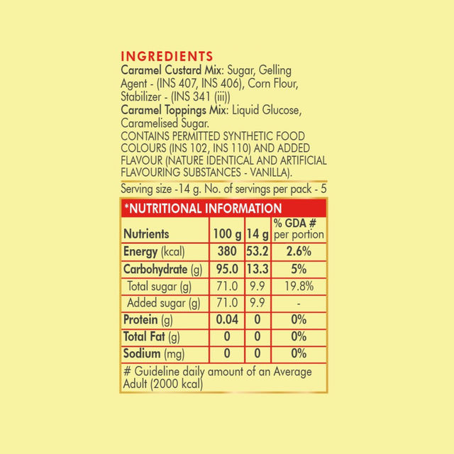 Weikfield Caramel Custard Mix Flavour Carton