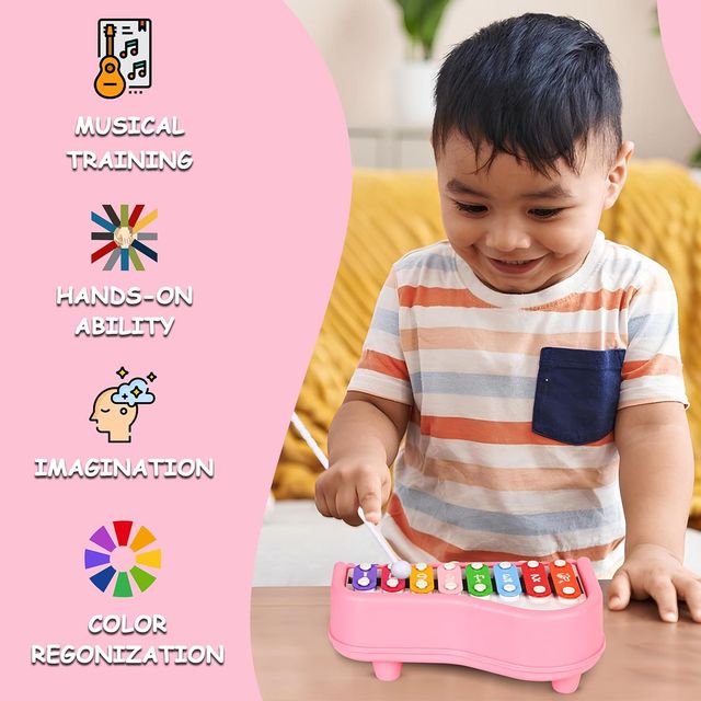 Mommers Xylophone Piano for Kids I 8-Note Musical Toy - Pink