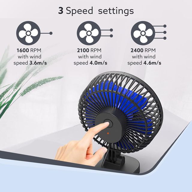 AGARO Breeze 4 In USB Portable Fan,3 Speeds Control|Powerful Airflow,40 DegreeTilting|Black