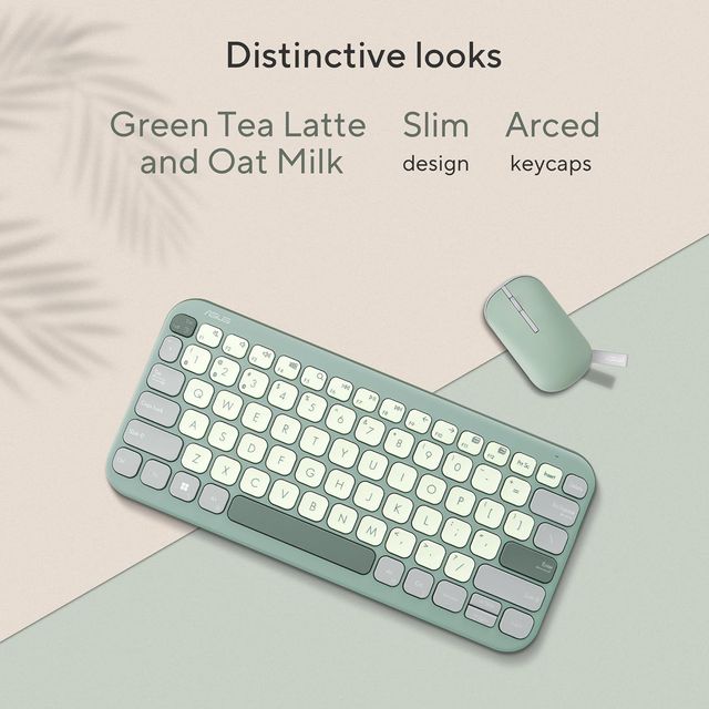 Asus Marshmallow Kw100 Keyboard| Supports Up To 3 Devices| 1.6Mm Key Travel|Color Green Tea Latte|