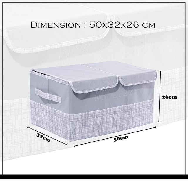 Kuber Industries 2 Compartments Foldable Double Lid Large Clothes Wardrobe Organizer | Grey