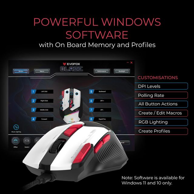 EvoFox Blaze Gaming Mouse USB - Black