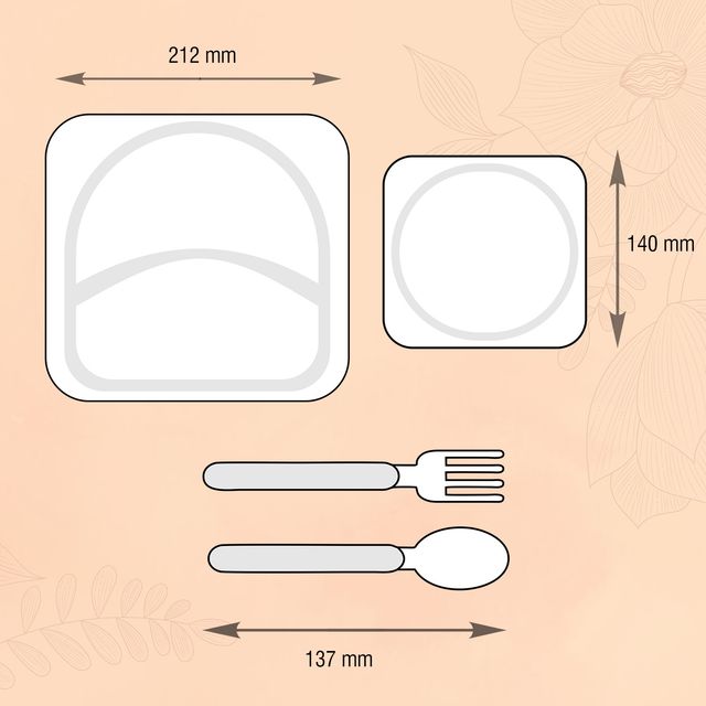 Cello Kids Meal Melamine Dinner Set with Zebra Print | Orange, Set of 4 (Assorted)