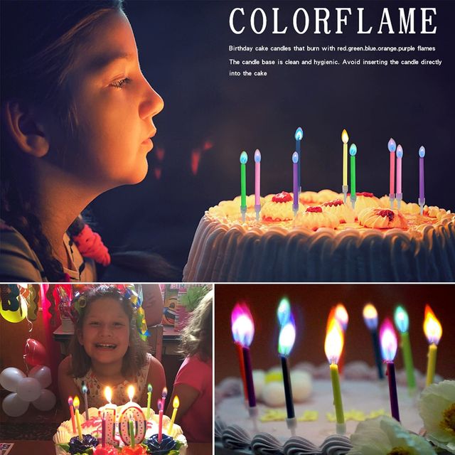 Party Propz Multicolor Flame Birthday Cake Candles - Pack Of 12