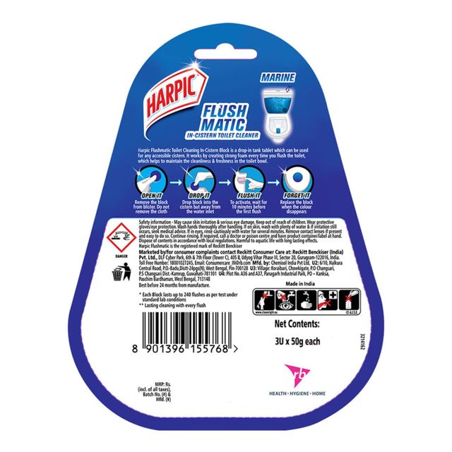 Harpic Flushmatic Toilet Cleaner Blocks - Marine 150 g Combo