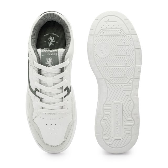 Red Tape Men's Super Sneakers | Sleek Design | Lightweight EVA Sole | White and Grey - UK 6