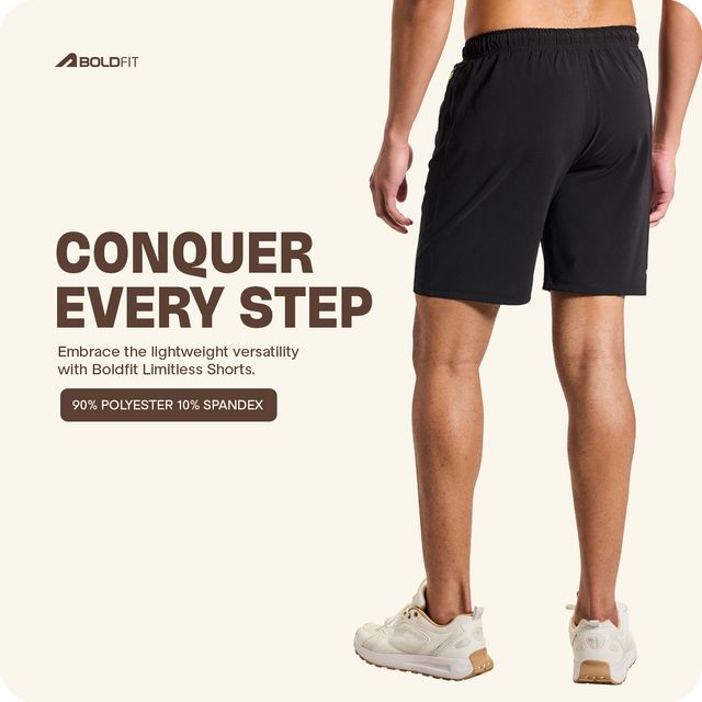 Boldfit Men's Shorts Quick Dry Workout Lightweight Outdoor Athletic Bermuda | Black - S