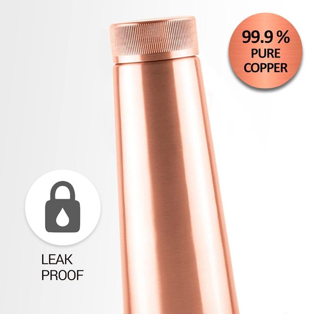 Milton Copper Delight 1000 Bottle | 915 Ml | Lacquer Coating | Curved Bottle |100% Pure Copper