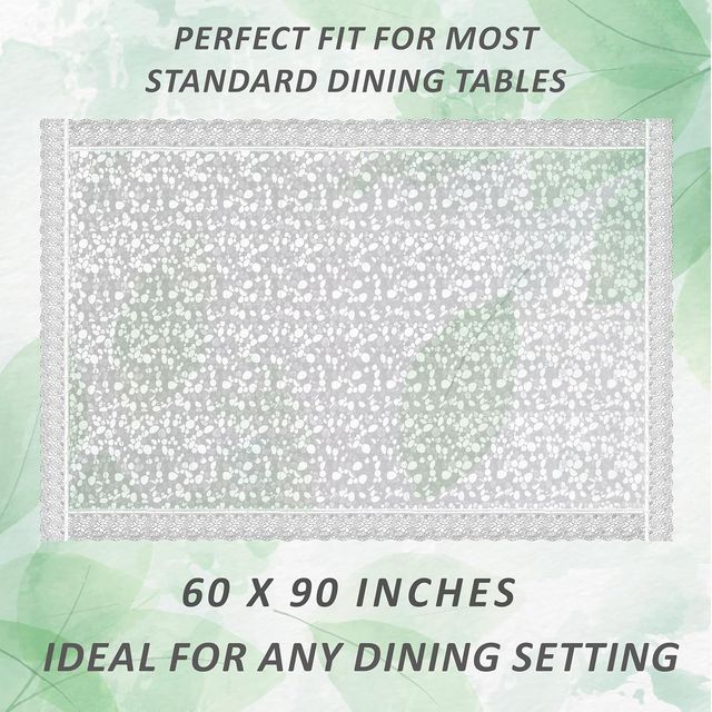 Kuber Industries PVC Waterproof Stone Print 90x60 Inch Dining Table Cover Silver Lace (Silver)