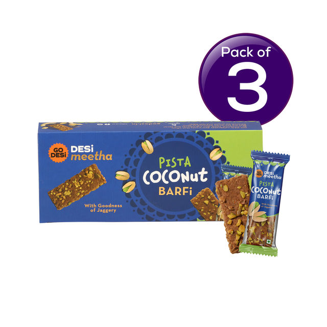 GO DESi Pista Coconut Barfi Mithai Box 96 g Combo