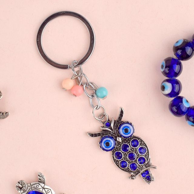 Satvik Evil Eye & Owl Keychain