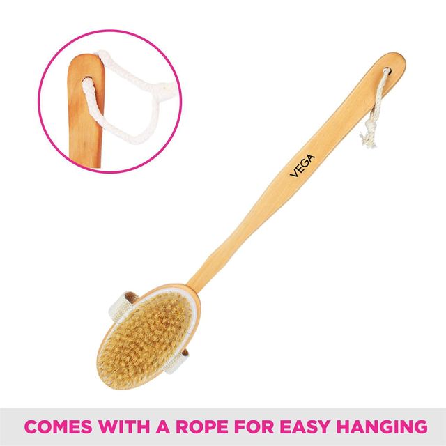 Vega Soft Bristle Bath Brush With Long Handle | Wood | Wooden