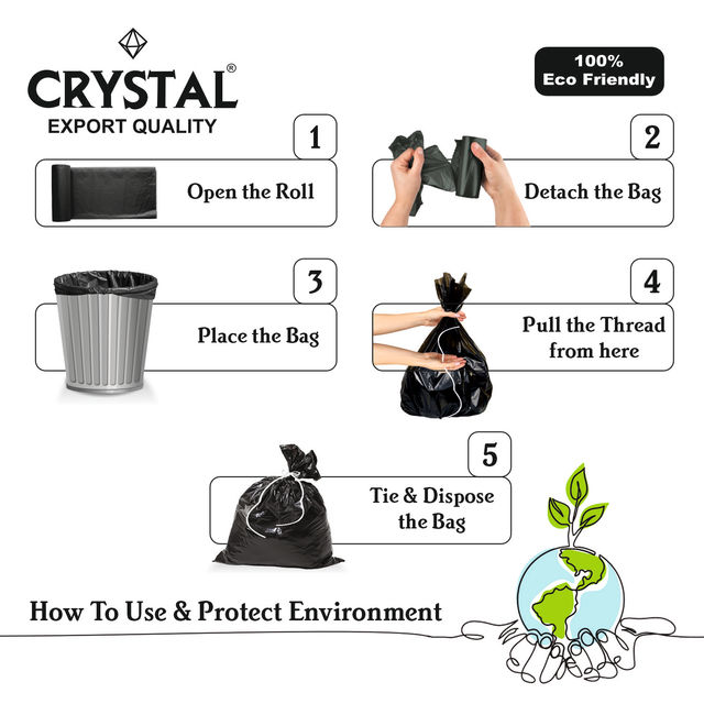 Crystal Extra Large Black Garbage Bag Roll 30X37