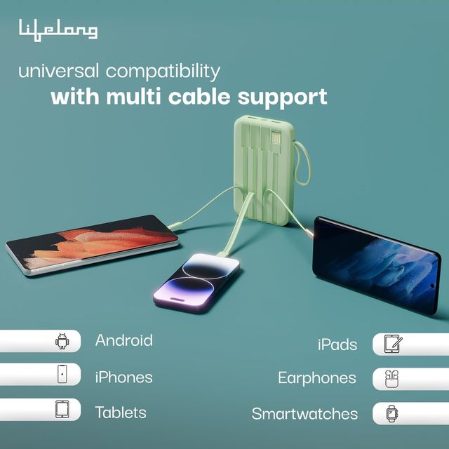 Lifelong ZenCharge 10000 mAh 22.5 W Compact Pocket Size Power Bank with 6 Input/Output Port