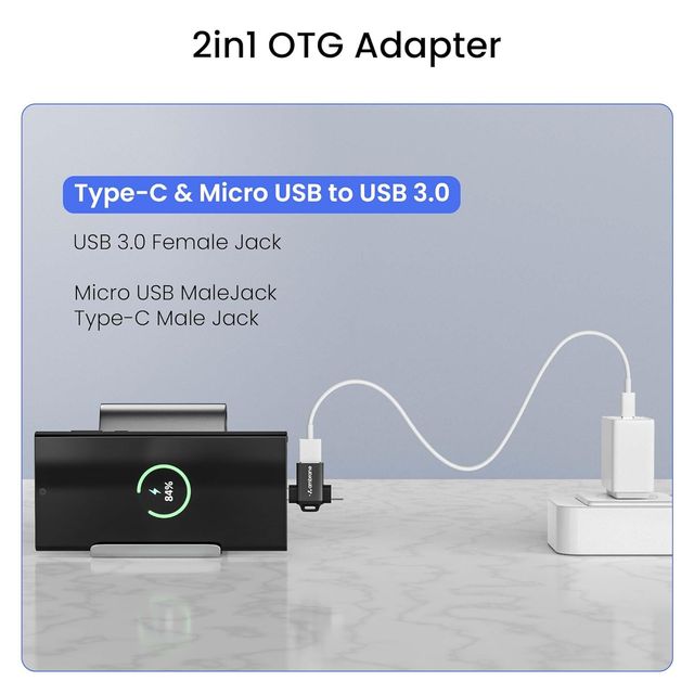 Ambrane Micro USB and USB Type C Adapter - High Speed Data Transfer