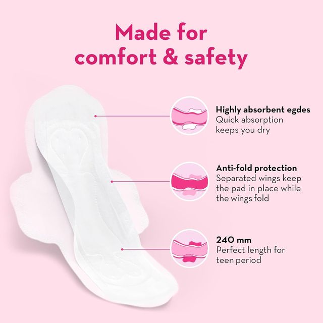 Plush Regular Teen Sanitary Pads With Anti Fold Technology