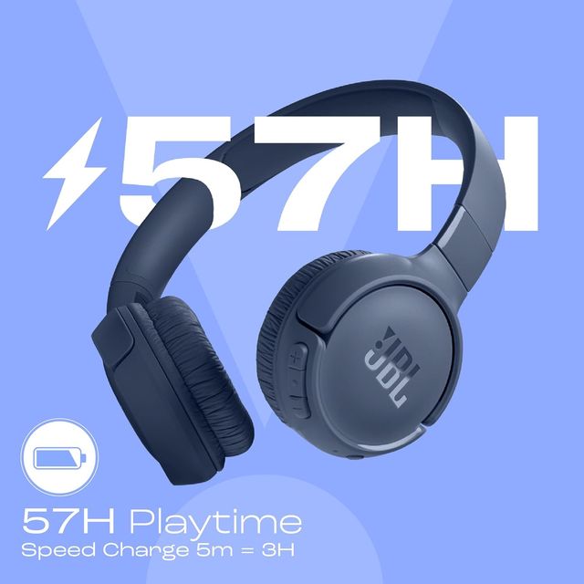 JBL Tune 520Bt Wireless On Ear Headphones With Mic (Blue)