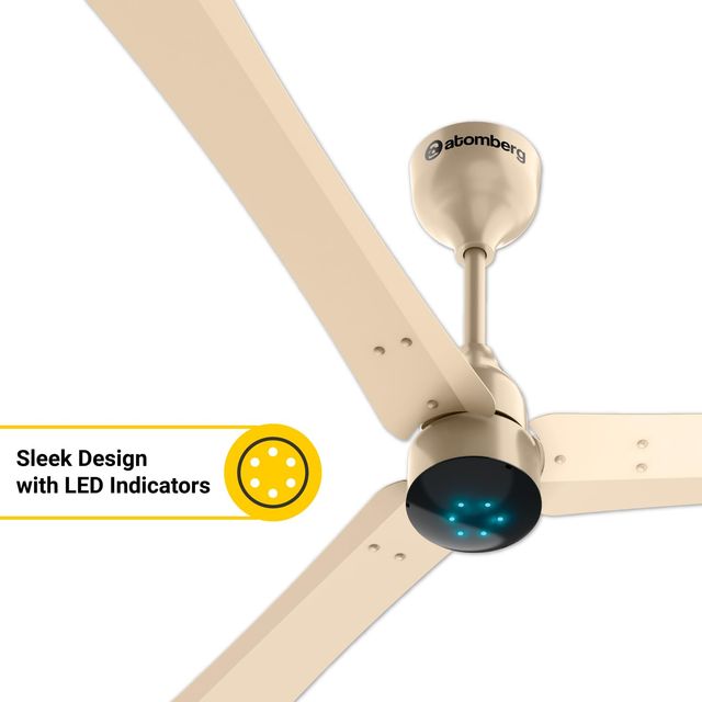 Atomberg Renesa+ BLDC Ceiling Fan,1200mm,Remote Control,BEE 5 Star,LED Indicators,Metallic Gold