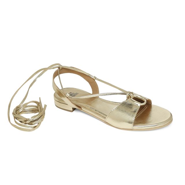 Tao Paris Open Toe Gladiators Flats Women's Light Gold | UK5