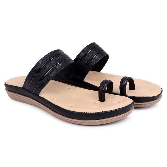 Trase Comfortable Flat Slippers For Women - Black | 8 UK