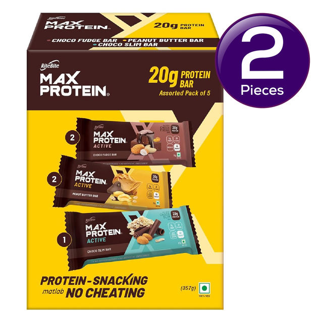 RiteBite Max Protein 20g Protein Bar Active Assorted (Pack Of 5) 357 g Combo