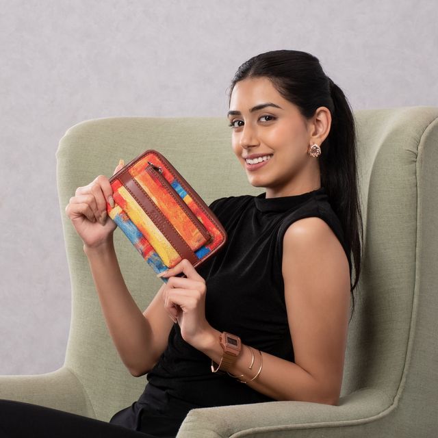 Zouk Women's Vegan Leather Wallets | Brown and Blue - Free Size