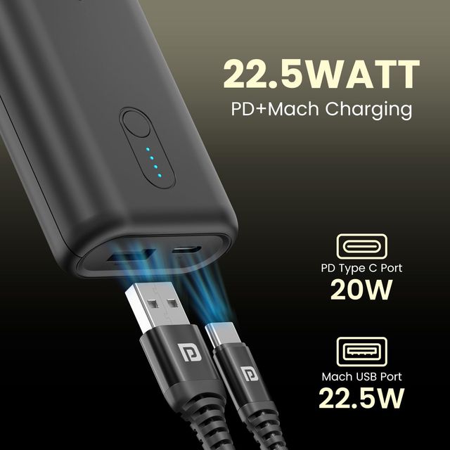 Portronics Power Pod 10K, 10000 Mah 22.5W Max Output Power Bank - Black