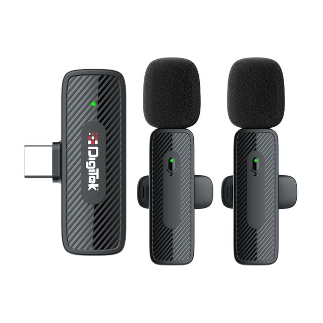 Digitek Dwm-008 Pro Wireless Microphone & Receiver With Type-C Connector, 2X Mic System
