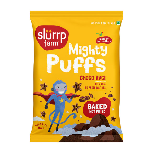 Slurrp Farm Not Fried Puffs, Choco Ragi(20gms) & Slurrp Farm Cheese And Herbs Puffs Healthy Snacks(20gms) Combo
