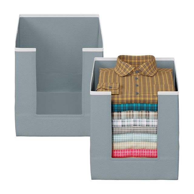 Kuber Industries Pack of 4 Non-Woven Foldable Shirt Stacker for Clothes Organizer | Grey